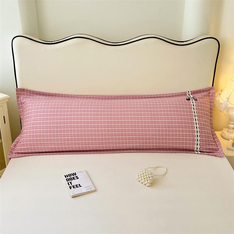 Romantic Bedding Pillowcase 1.2/1.5/1.8 Meters Long Lace Pillows Case Grid Print Bedding for Lovers Wedding Pillows