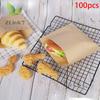 100Pcs Single/Double Opening Grease Resistant Paper Treat Bags Flat Greaseproof Brown For Cookie Snack Sandwich Popcorn