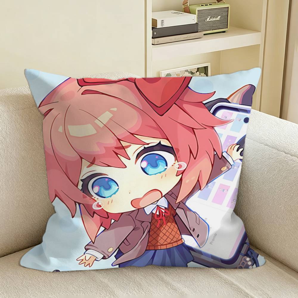 DDLC Game Sayori Square Sofa Pillow Cover Solid Color Living Room Home Decor Cushion Case