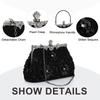 Women Embroidered Beaded Sequin Evening Handbag Vintage Shoulder Bag Purse for Wedding Bridal Prom Party Elegant Top Handle Bag