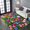 Vintage Floral Tulip Patterned Floor Mat, Non-slip, Machine Washable, Suitable for Living Rooms, Bedrooms, and Home Décor.