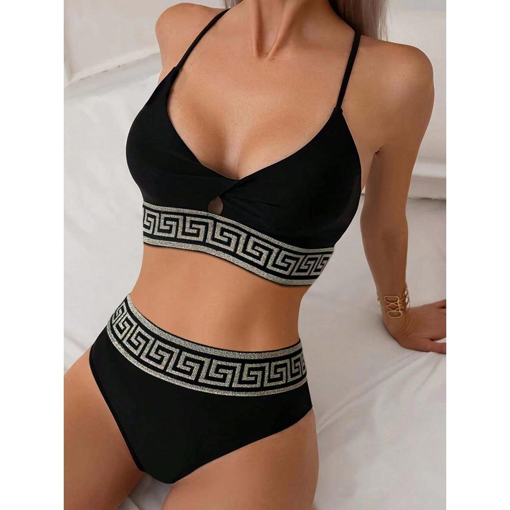 Europäischer und amerikanischer einfarbiger geteilter Badeanzug mit sexy hoch tailliertem Strand-Badeanzug-Bikini