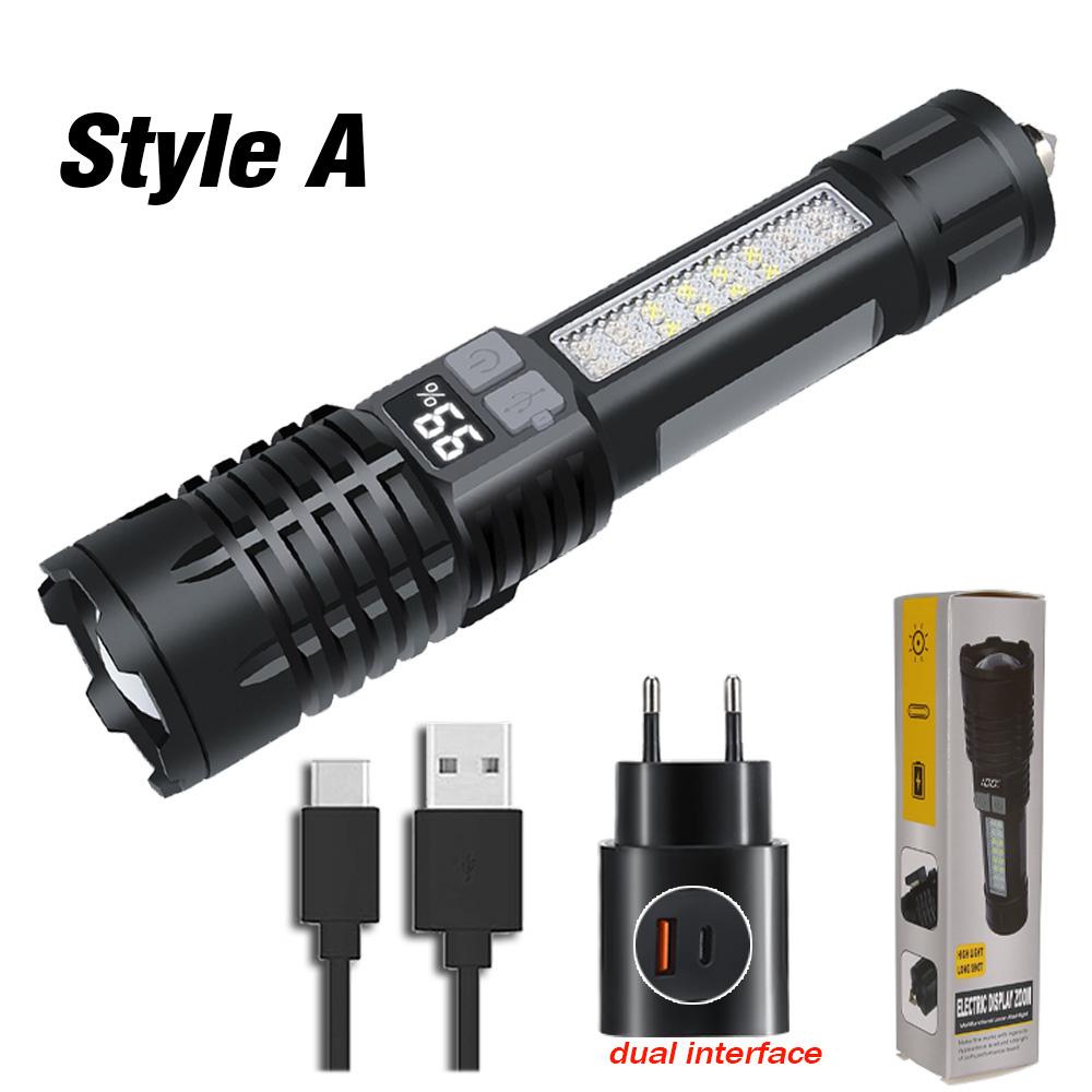 High Strong Power Led Flashlight Tactical Torch Light with Battery USB Charging Camping Hiking Emergency Zoomble Lantern Lamp