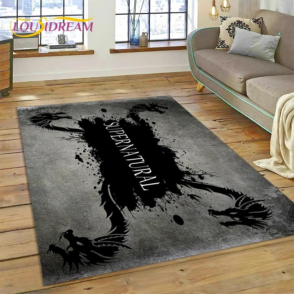 SPN Newest Supernatural Dean Sam 3D Carpet Rug for Bedroom Living Room Home Sofa Decoration,Children Game Large Decor Floor Mat