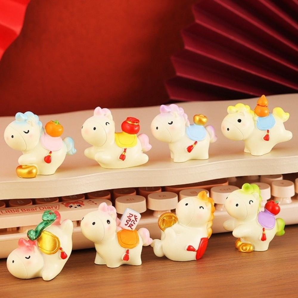 Desktop Ornament Horse Figurine Resin Zodiac Ornaments New Year Mascot Miniature Car Decoration