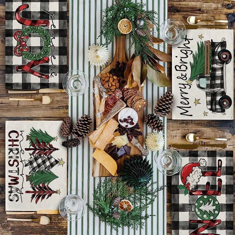 4 Pcs Wrinkle-Proof Nutcrackers Christmas Placemats Durable Tablecloth Christmas Table Mats  Kitchen