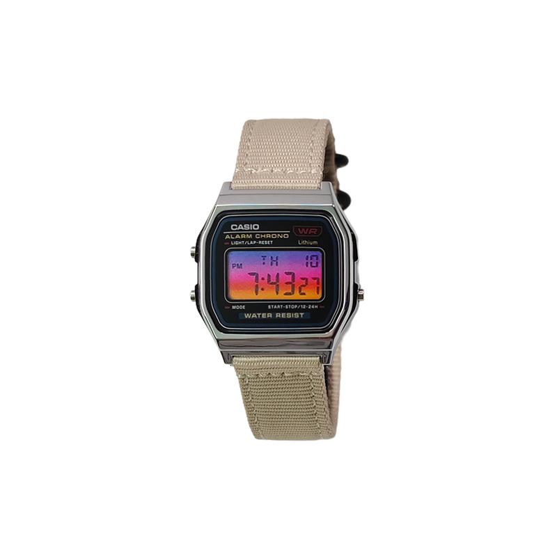 Casio Özelleştirilmiş saat değiştirilmiş seri çeşitli renkli aynalar gümüş reçine kasa klasik retro küçük kare saat Kuvars ny F-91WM-7A