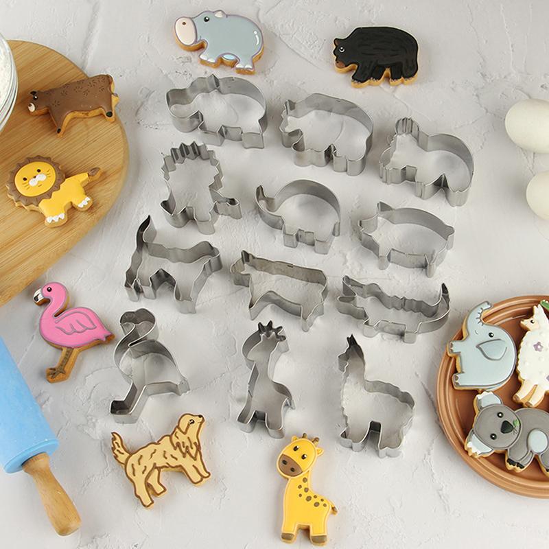 Animal Cookie Cutters For Kids, Safari Zoo Animals 12 Pcs Cookie Cutters Set With Lion, Giraffe, Hippo, Koala, Elephant, Dog