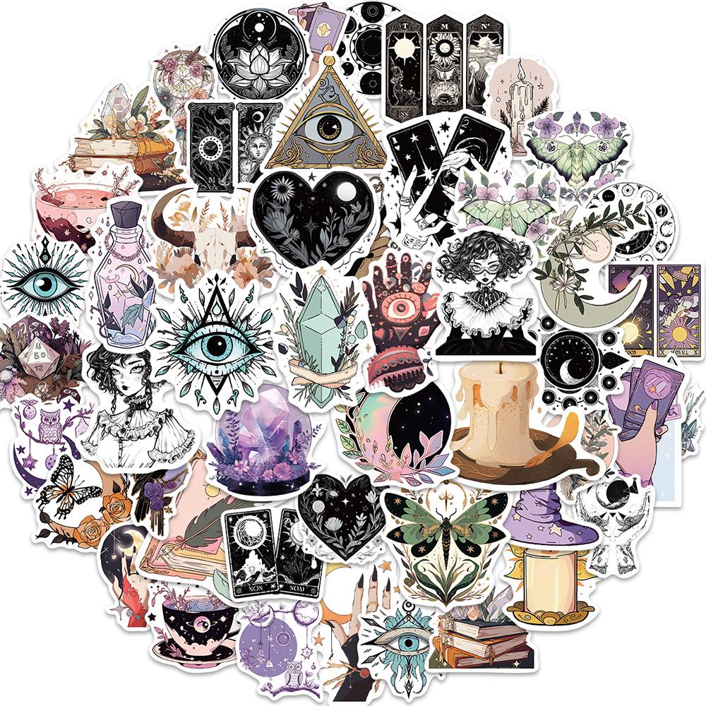 10/30/50pcs Vintage Goth Magic Witch Crystal Stickers Boho Aesthetic Decal for Stationery Luggage Phone Cool Cartoon Sticker Toy