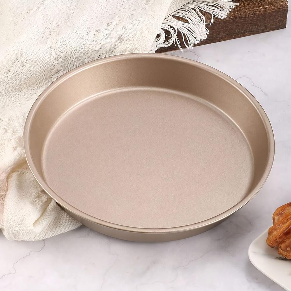 

1 круглая форма для пиццы, микроволновая печь, противень для выпечки, поддон для мусора, форма из углеродистой стали с антипригарным покрытием, инструмент для выпечки, кухонные принадлежности золотой