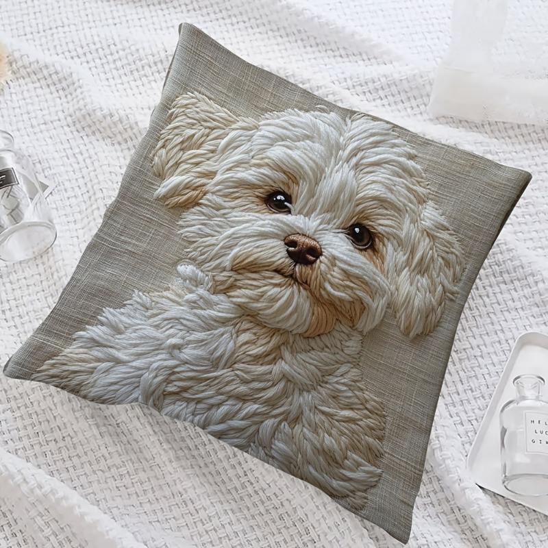 Malteser Hund Wurfkissenbezüge Stuhl Wohnzimmer Kissenbezug Gemütlich Reißverschluss Sofakissenbezüge Tier Schlafzimmer Innenraum Heimdekoration