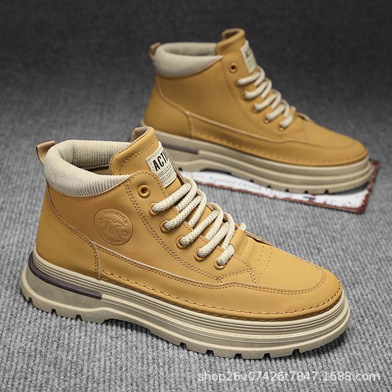 

Martin boots men s shoes 2024 autumn new breathable high-top tooling shoes trendy versatile platform sports casual short boots 44 жовтий