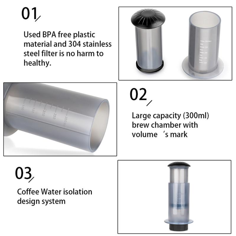 Low Acidity Coffee Maker Press Travel Friendly Americanos And Espresso Brewing Machine For Camping Backpacking