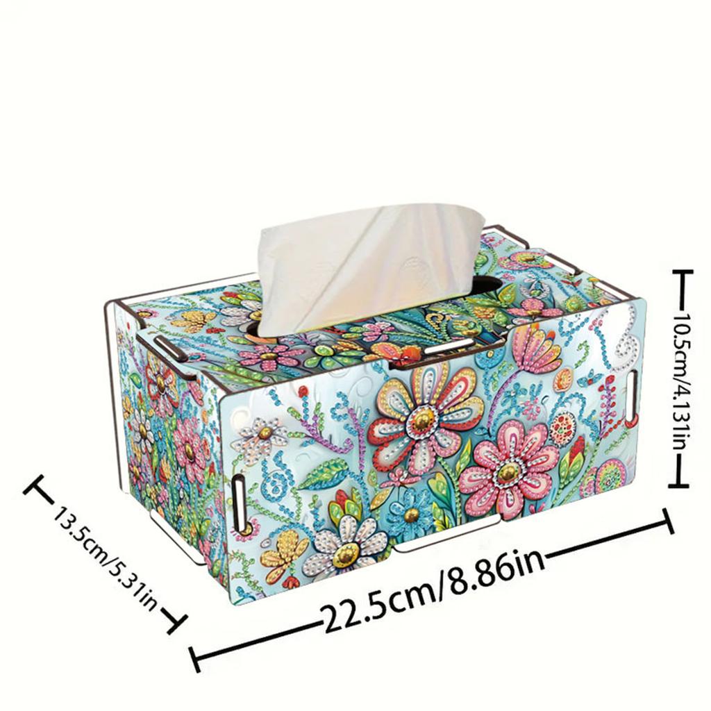 Wooden 5D Diamond Painting Tissue Holder Diamond Decorative Tissue Box DIY Diamond Tissue Box for Living Room Decor