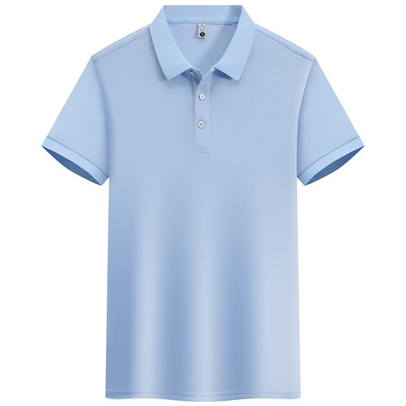 Kurzärmeliges Poloshirt für Herren im Sommer, schlichtes, legeres Business-T-Shirt mit einfarbigem Revers, Eisseide, atmungsaktiv und vielseitig