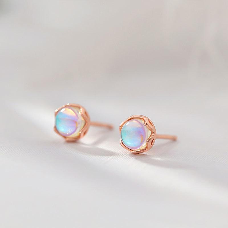 

Серьги-гвоздики из стерлингового серебра S925 с лунным камнем, женские летние модные нишевые серьги высокого класса золотой