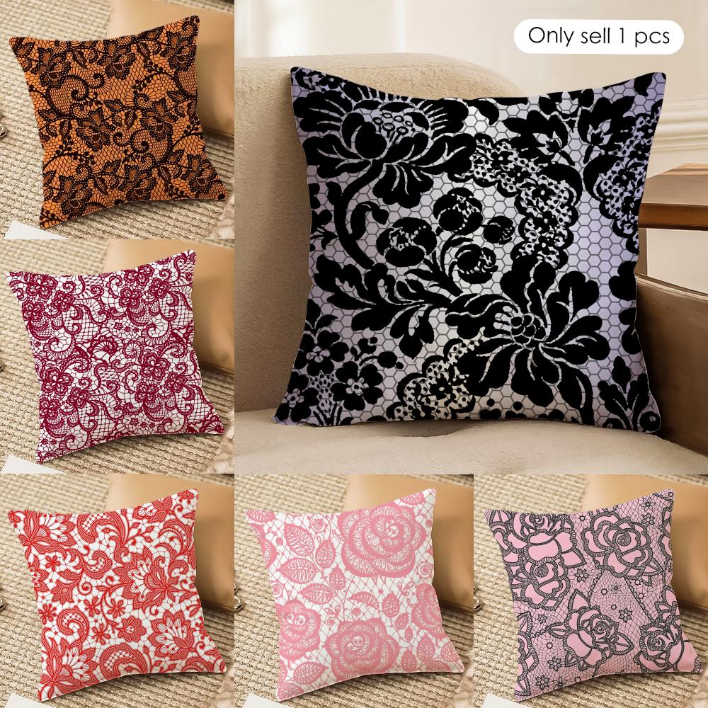 Lace Flower Cushion Cover Soft Plush Fabric DoubleSided Printed Cushion Covers for All Seasons Modern Home Decor