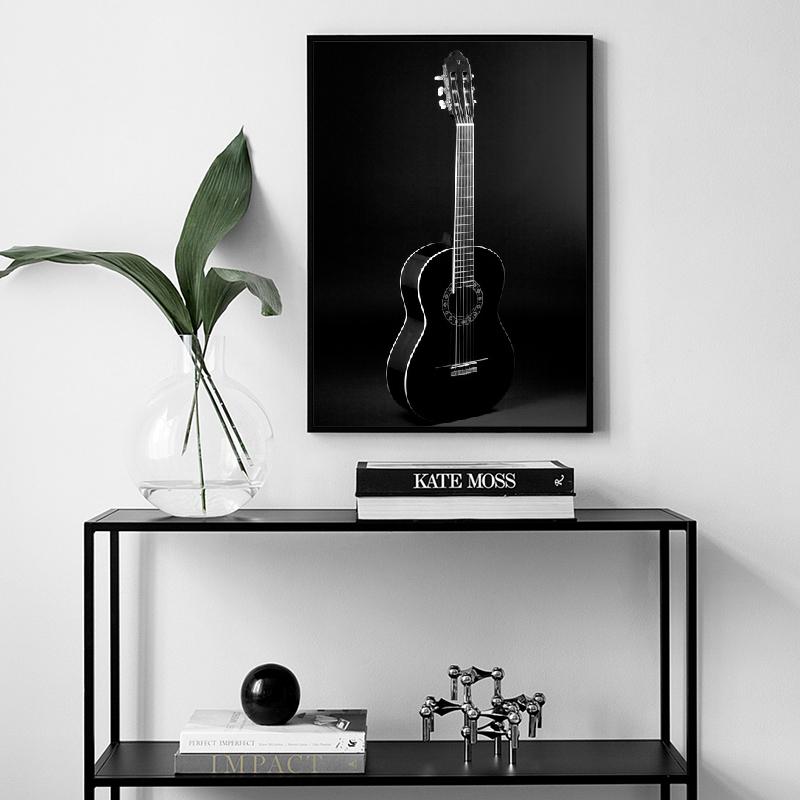 Nordic Kamera Gitarre Schwarz Weiß Foto Wand Kunst Leinwand Malerei Poster Und Druck Wand Bild Für Wohnzimmer Skandinavischen Dekor
