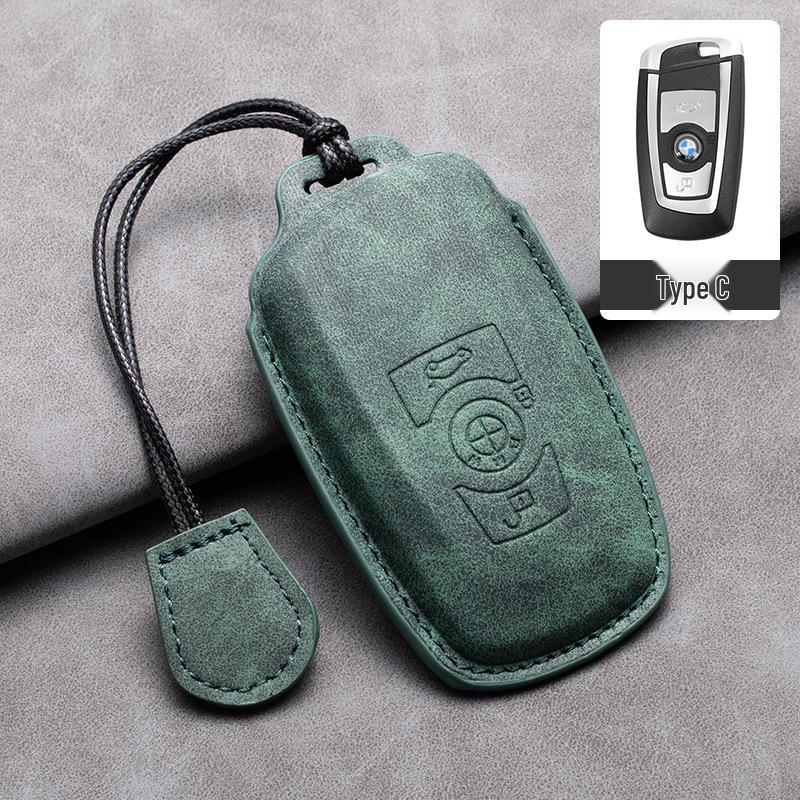 Compatible Leather Keychain Shell for BMW Series: Fits X1, X3, X5, 1 Series, 3 Series, 5 Series, 6 Series, 7 Series, NFC Card Snap