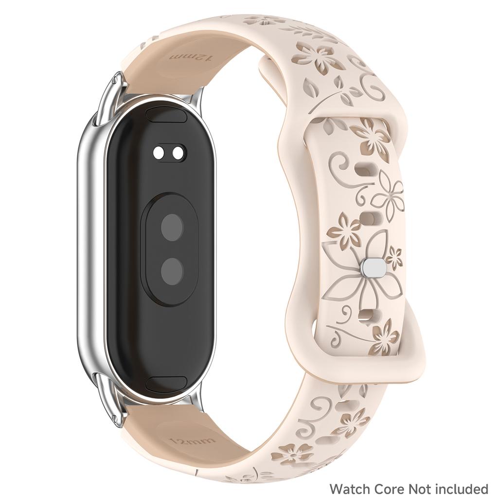 New Silicone Flower 3D Engraved Bracelet for Xiaomi Band 9 NFC Smart Watch Breathable Watchband for Xiaomi Band 8 NFC strap