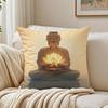 Buddha Statue And Lotus Cushion Cover Breathable Short Plush Pillow Cases Machine Washable Wrinkle-Resistant Soft Durable