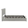 Cotton-linen upholstered bed, with hydraulic lever, bed box storage, rivet decoration, 140 x 200 cm, without mattress