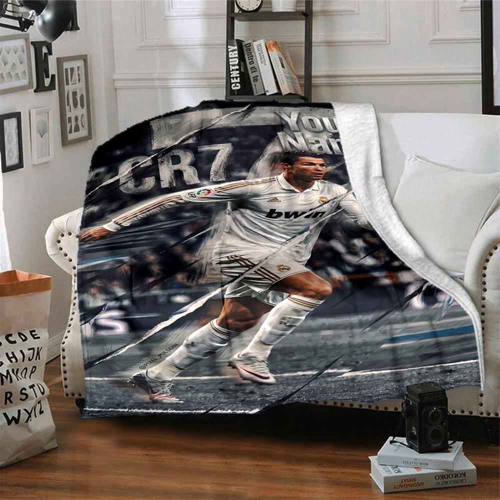 Cristiano Ronaldo (143) Personalized Text Blanket Multi-purpose Customizable Blanket Warmthful Decor Suitable for Sofa Nap Livingroom Picnics