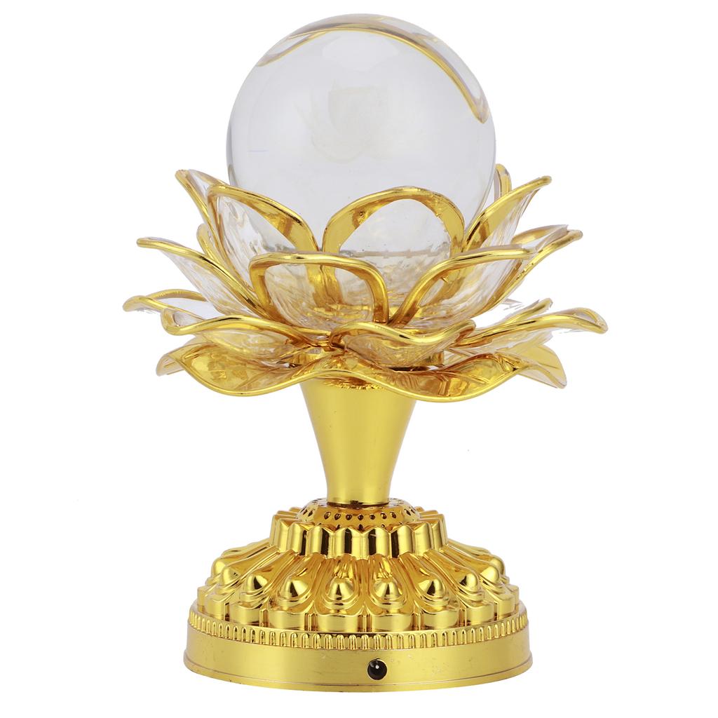 Křišťálová lotosová lampa LED Barevné jasné světlo pro buddhistickou meditaci Domácí kancelář Ozdoba