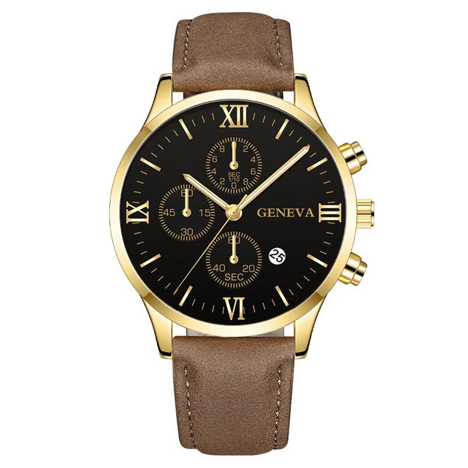 

Мужские кожаные деловые модные часы с ремешком для подарков One Size