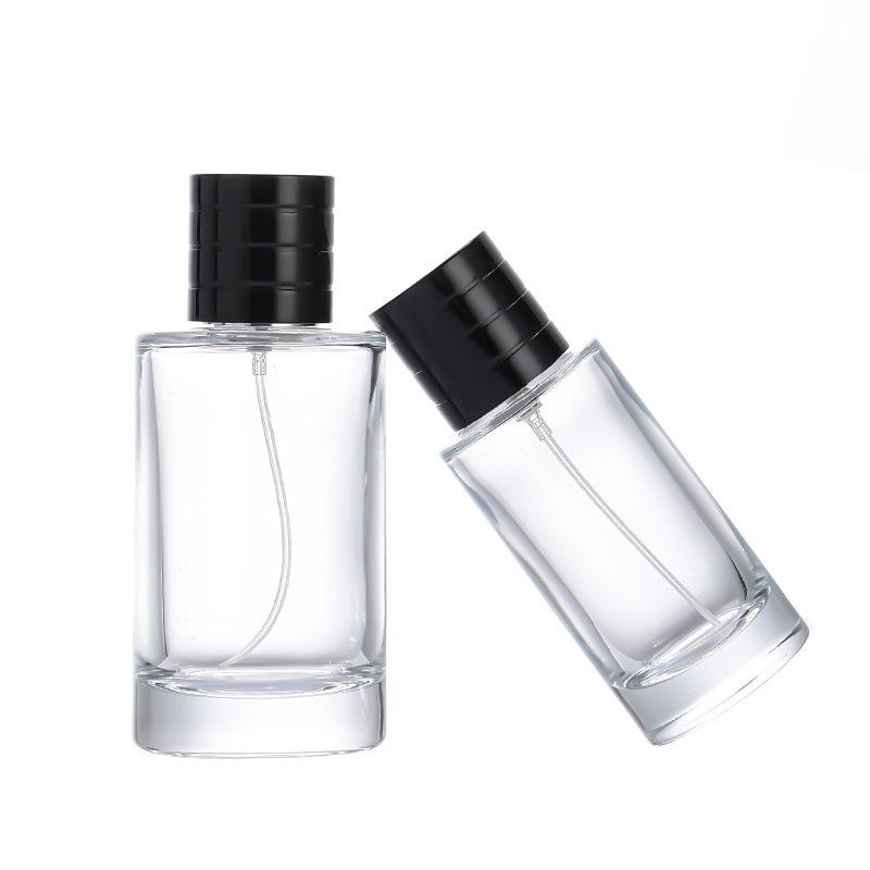 Transparent Spray Glass Bottle, 50ml/100ml, Round Bayonet Design for Perfume or Toner Refill