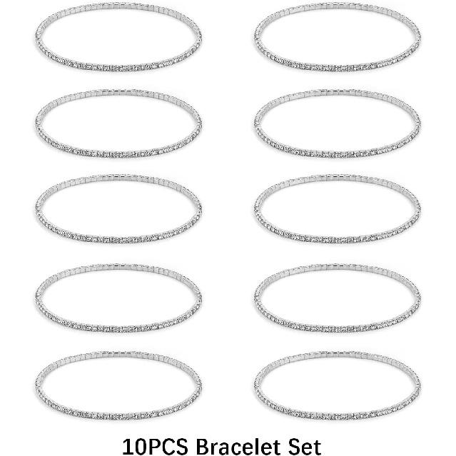 HZMAN 10 Pcs Tennis Stretch Bracelets Set for Women