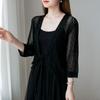 Spring and Autumn Short Thin Jacket Large Size Thin Knitted Cardigan with Skirt Small Outer Shawl Seven Sleeves Sunscreen Clothing Air Conditioning