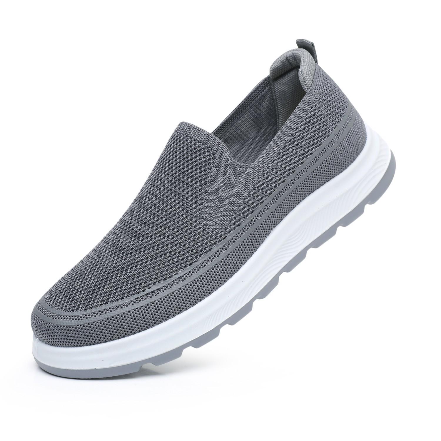 

Модные повседневные мужские тканевые туфли дышащие старый Пекин плоский каблук на одну ногу ленивые туфли одинарная обувь 43 серый