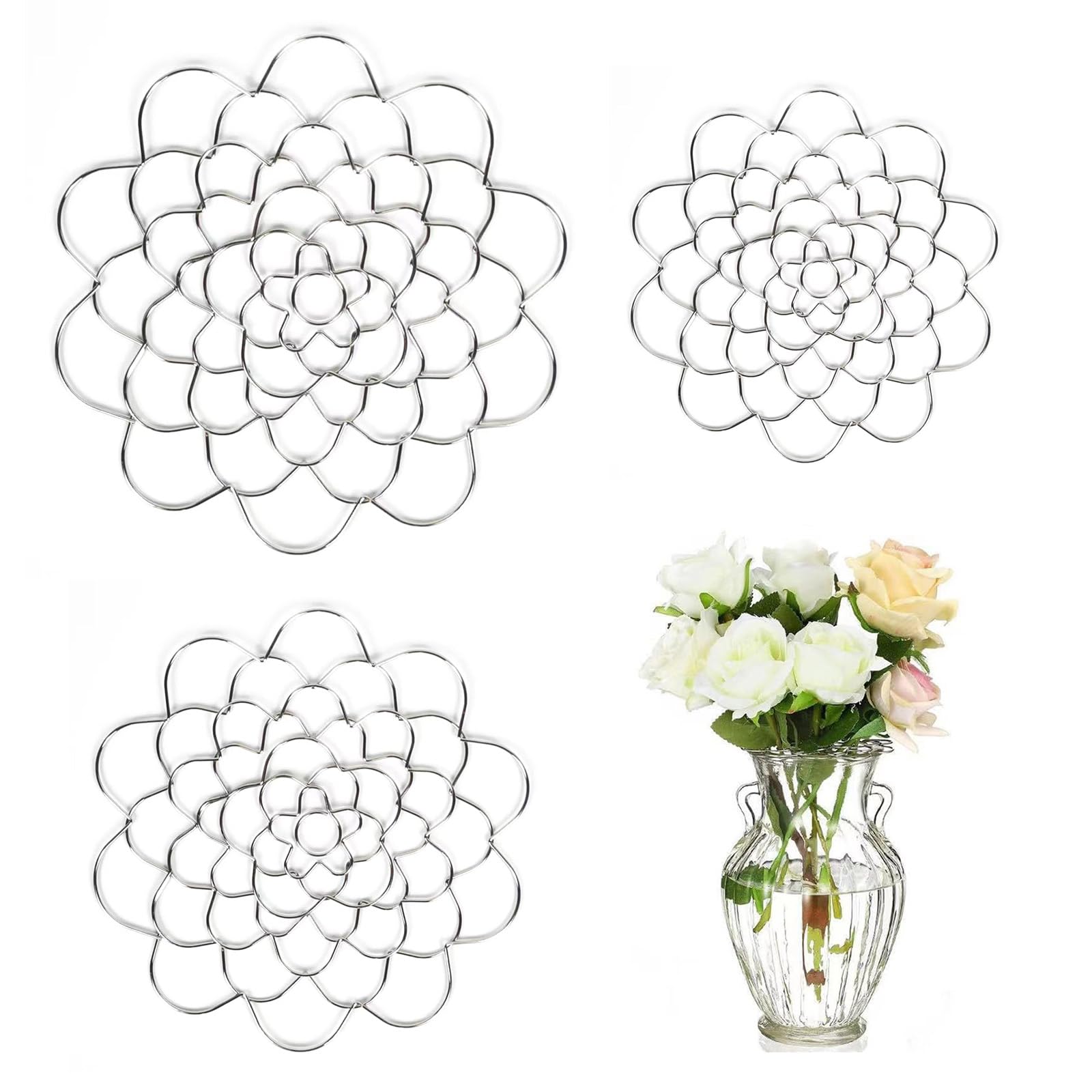 

TVETE Ikebana Tool, Flower Holder, Aid, for Professional Fresh Flowers, Flower Frog Holder with Non-Attachable Rubber Ring, Multi-Hole, for Fresh