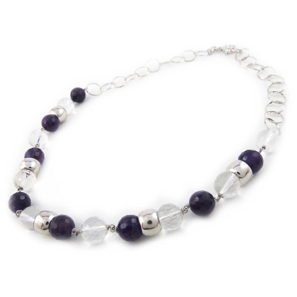 Altesse [M4123] - Amethyst 'Mineralia' Silver Necklace