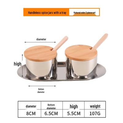 304 Stainless Steel Spice Jars with Wood Lids & Spoons