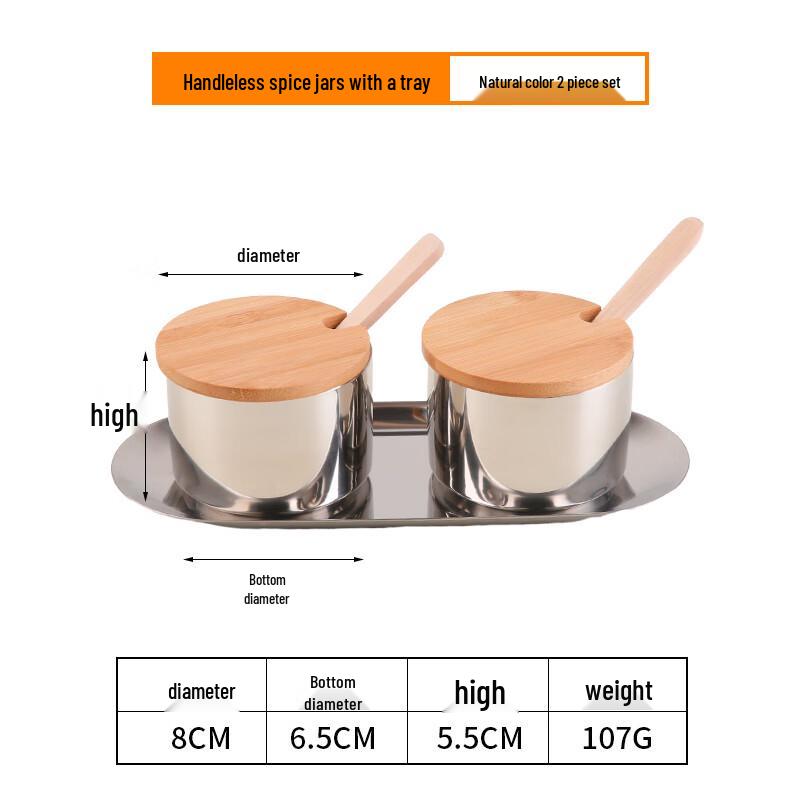 

304 Stainless Steel Spice Jars with Wood Lids & Spoons