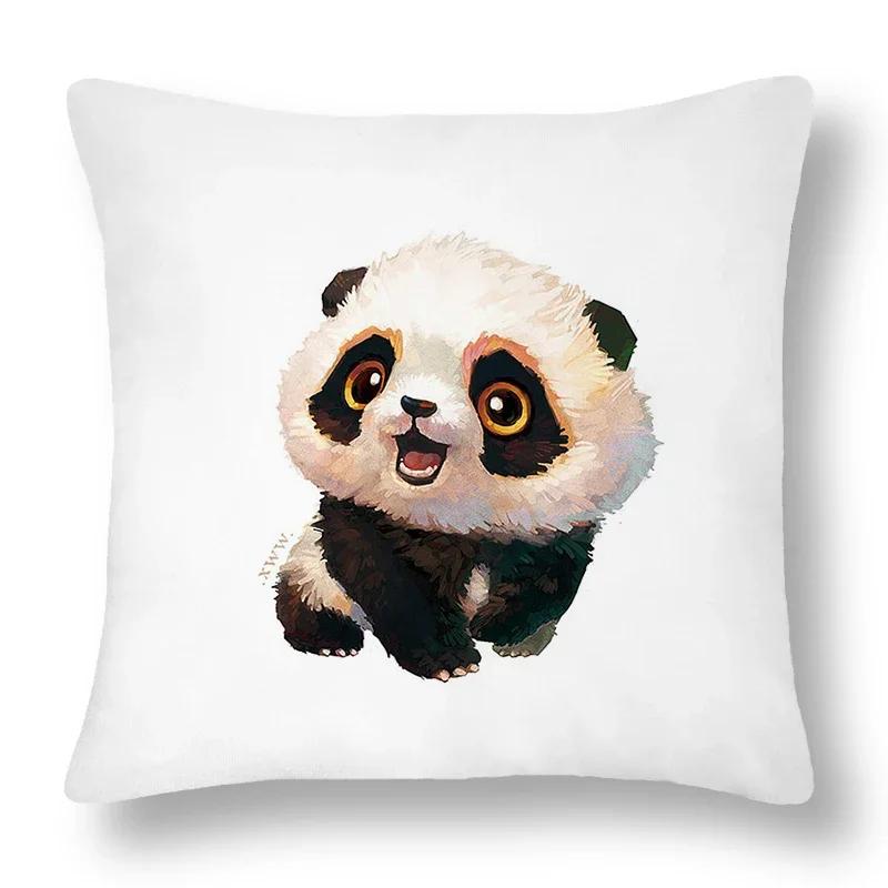 Cartoon Animal Panda Lion Pattern Cushion Cover Pillowcase Home Bedroom Living Room Sofa Car Decorative