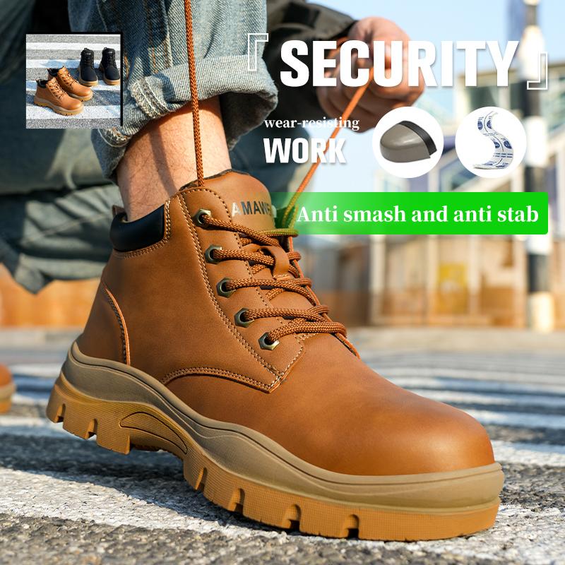 Steel Toe Shoes for Men Indestructible Work Boots Waterproof Safety Shoes Working Anti-Drop Anti-Puncture Protective Sneakers