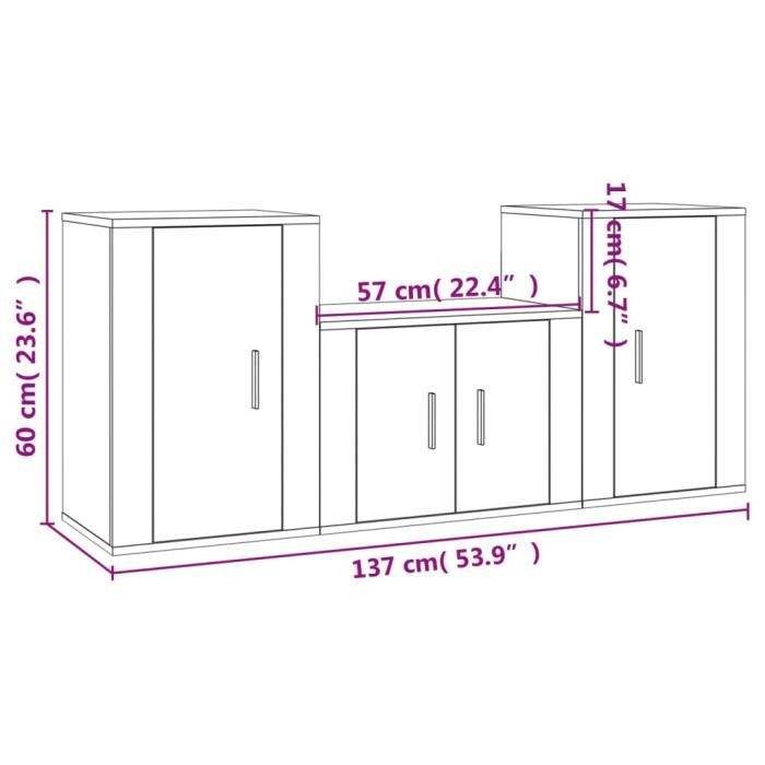 VidaXL TV Furniture Set 3 Pcs High Gloss White Engineered Wood 3188384