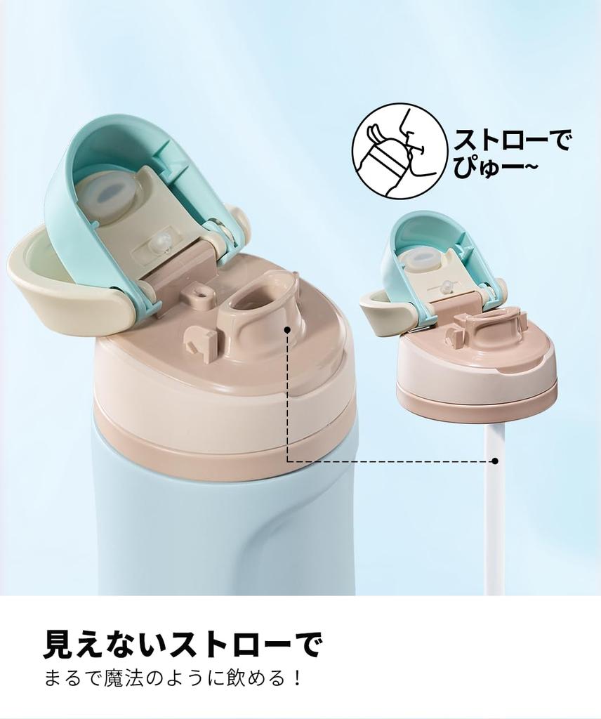 CAROTE 780ml Vacuum Insulated Stainless Steel Thermos with Insulated Straw for a Unobtrusive Integrated Lid for Easy Dishwasher Light Blue Straw,