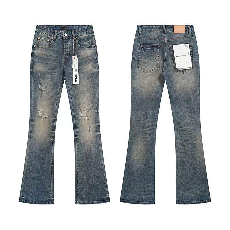 Erkekler İçin Splicing Flare Kot Pantolon Stacked Pantolon Streetwear Pantolon Harajuku Goth Bol Paça Punk Uzun Pantolon