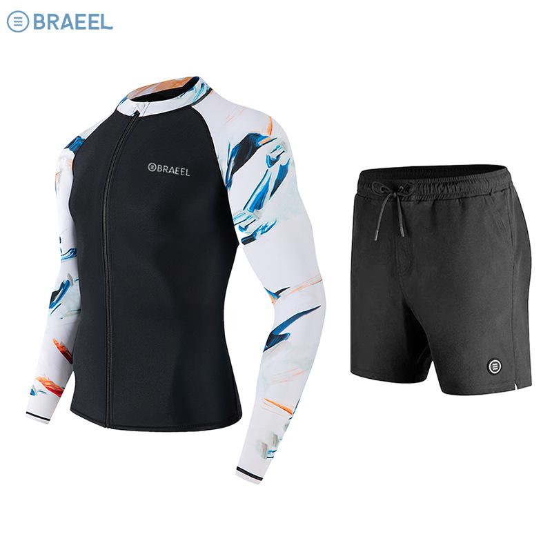 Korea Swimming Suit for Men 2026 New Slim-Fit Zippered UV-Protective Rash Guard Jellyfish Protection Rashguard