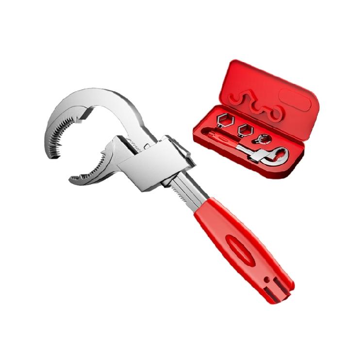Adjustable Basin Wrench With Interchangeable Heads Faucet Repair Tool For Sink Installation with Nonslip Teeth Design