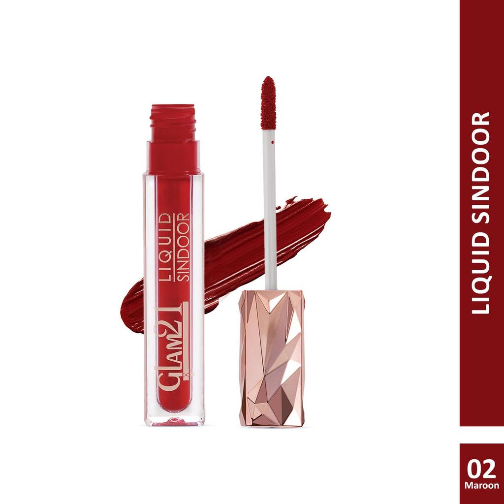 Glam21 Liquid Sindoor | Quick-Drying & Smudge-Free Formula | Sweat-Resistant | Long-Lasting Wear | Smooth Sponge Tip Applicator for Precise Applica