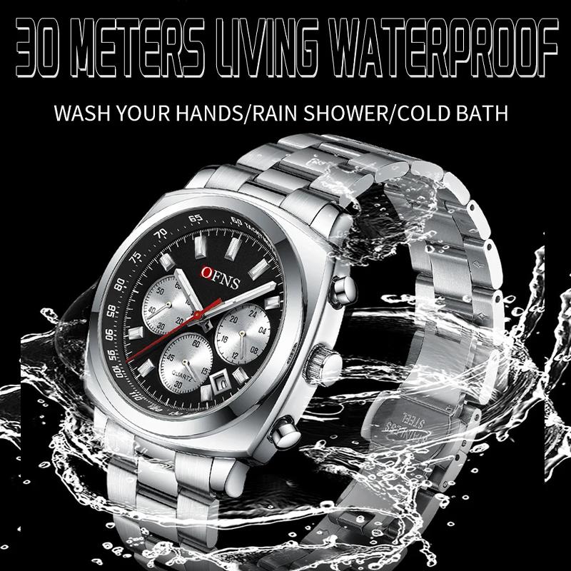 Mens Business Six-pin Quartz Watch Multi-functional Calendar Business Men Luxury Stainless Steel Wrist Watch Chronograph