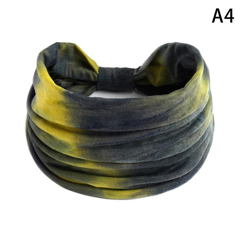 Tie-Dye Boho Knot Turbans Yoga Elastic Head Wrap Women Headband Wide Hairbands Headwear Bandanas  Hair Band Accessories