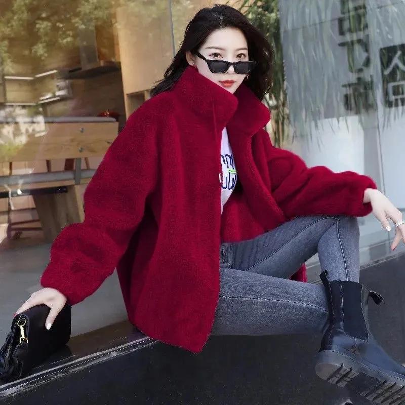 Winter Women's Warm High Neck Zipper Sweatshirt Women's Padded Warm Reversible Fleece Sweatshirt