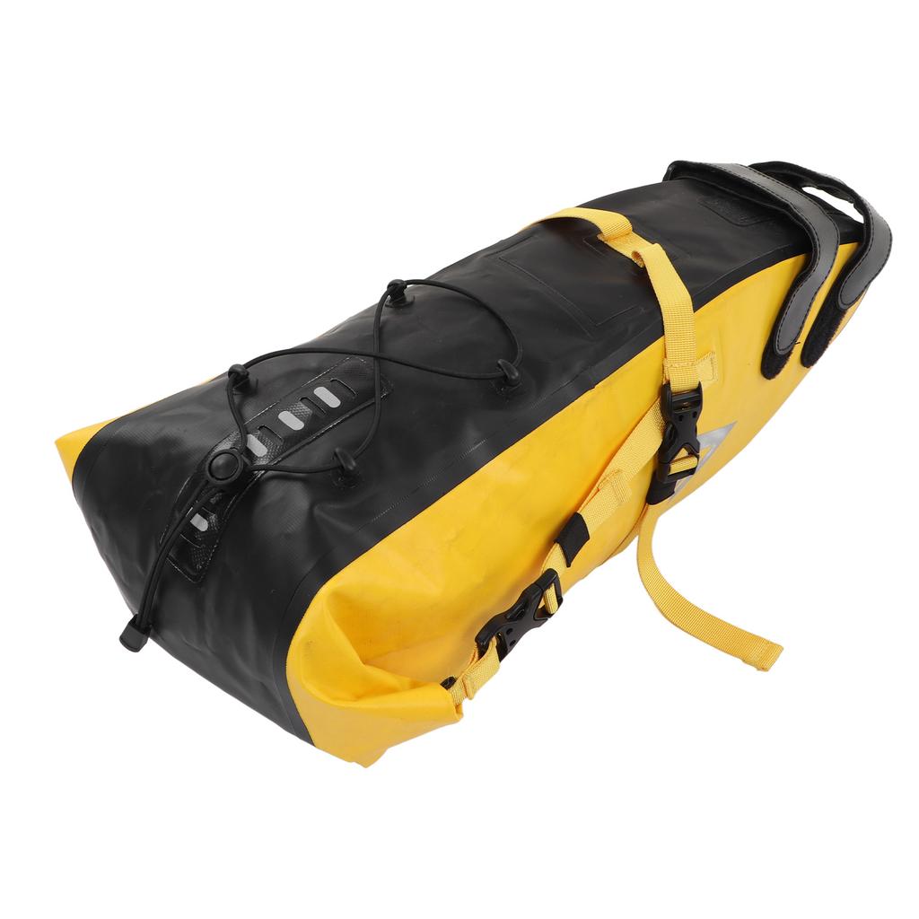 Bikepacking Bag 500D PVC Yellow and Black Waterproof 13L Non Slip Bike Saddle Bag for Long Ride