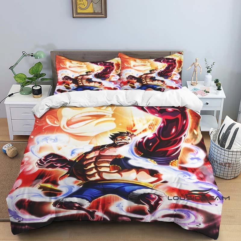 3-piece ONE PIECE Monkey D. Luffy Cartoon Bedding Set (duvet Cover and Pillowcases), Extra-large/large Size, Polyester, Machine